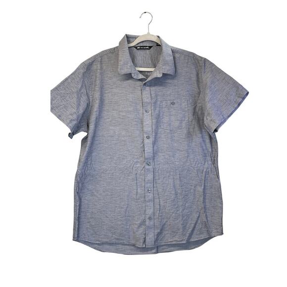 Travis Matthews Mens XL Gray Button Up Golfer Shirt Single Pocket FLAW - Picture 1 of 8